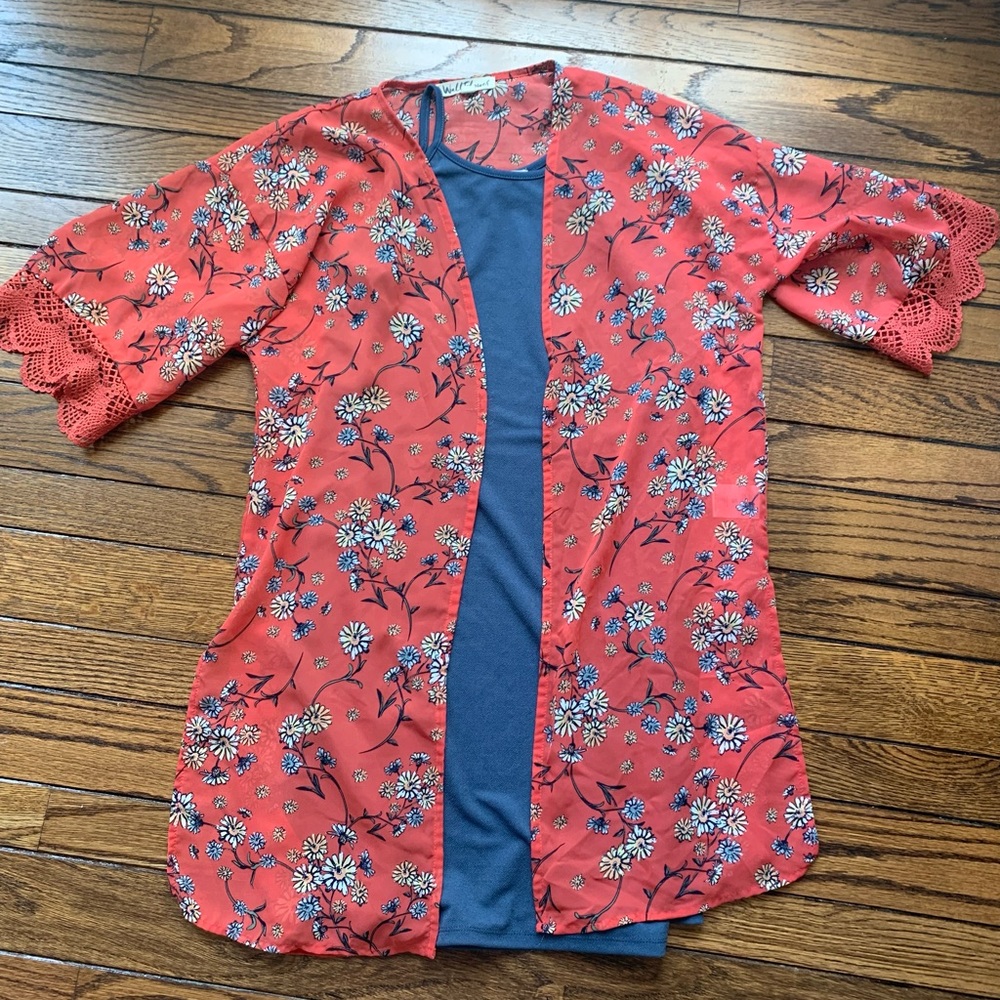 Floral and blue dress